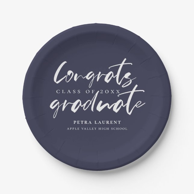 Modern Typography Graduation Party Paper Plates (Front)