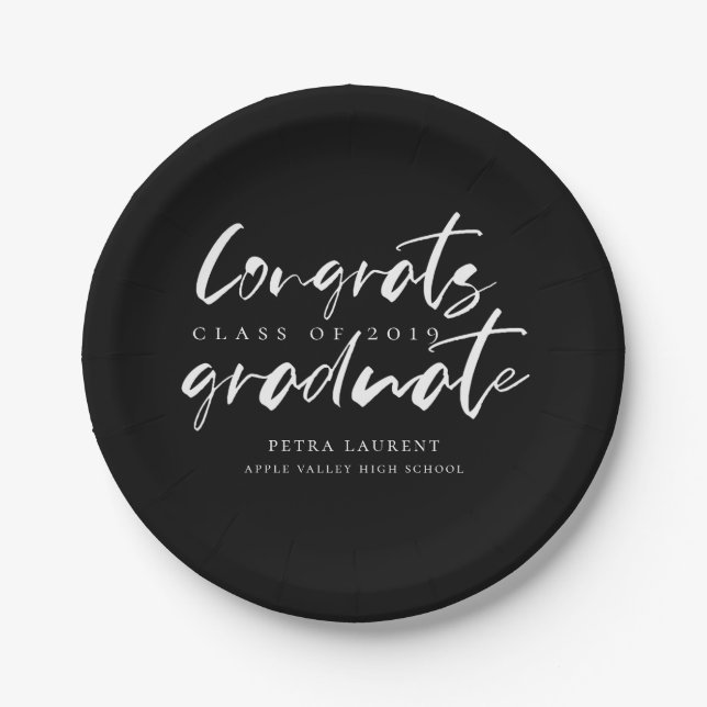 Modern Typography Graduation Party Paper Plates (Front)
