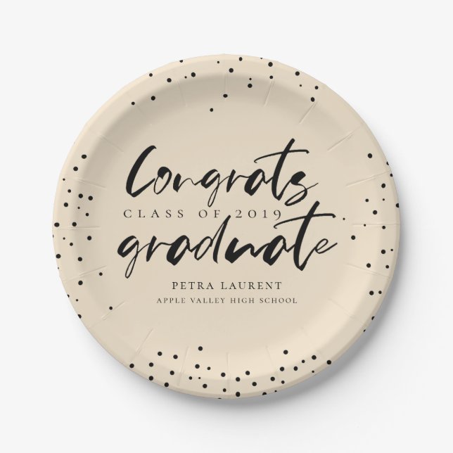 Modern Typography Graduation Party Paper Plates (Front)
