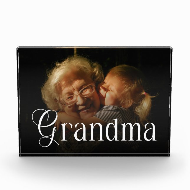 Modern Typography Grandma Custom Photo Gift Block (Front)