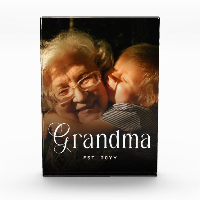 Modern Typography Grandma Custom Photo Gift Block (Front)