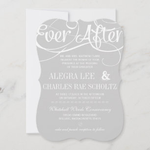 Modern Typography Gray Ever After Chalkboard Invitation