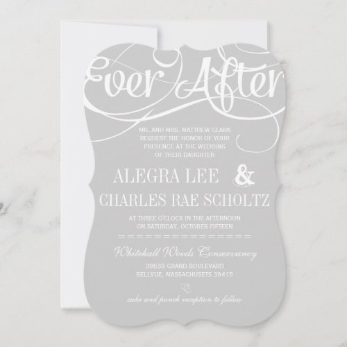 Modern Typography Gray Ever After Chalkboard Invitation