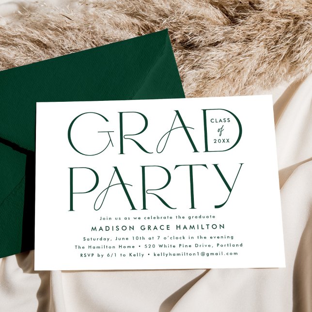 Modern Typography Green Graduation Party Invitation (Creator Uploaded)