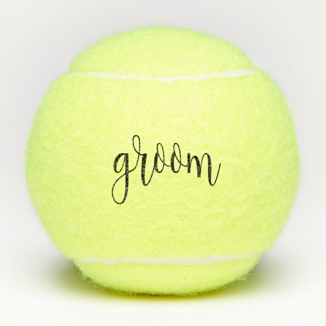 Modern Typography Groom Tennis Balls (Front)
