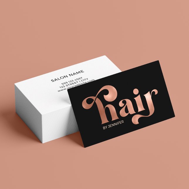 Modern Typography Hair Stylist Business Card (Card shown in standard size, choose size, paper, and corner style.)
