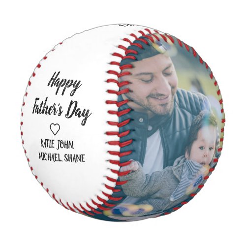 Modern Typography Happy Fathers Day Photo Gift Baseball