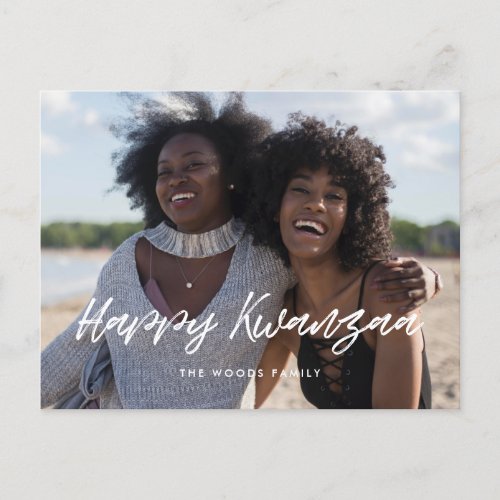 Modern typography Happy Kwanzaa Holiday photo Postcard