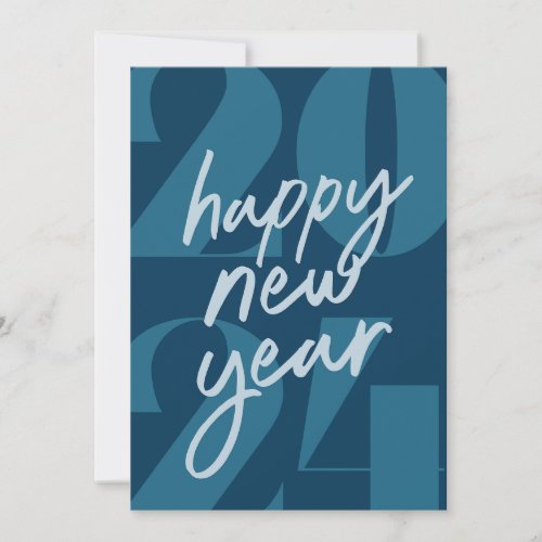 Modern Typography Happy New Year 2024 Indigo Holiday Card