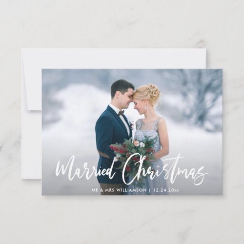 Modern Typography holiday wedding announcement