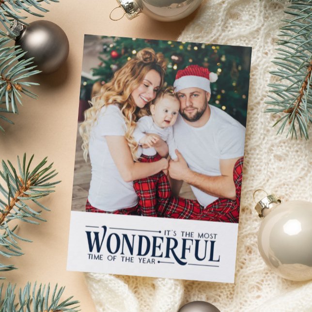 Modern typography Holiday wonderful time Christmas Letterpress Photo Cards (Creator Uploaded)