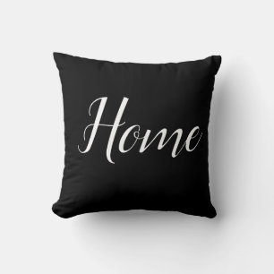 Modern Typography Home Black White Throw Pillow