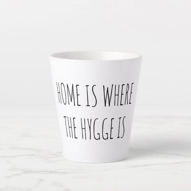 Modern Typography Home Is Where The Hygge Is Latte Mug (Front)