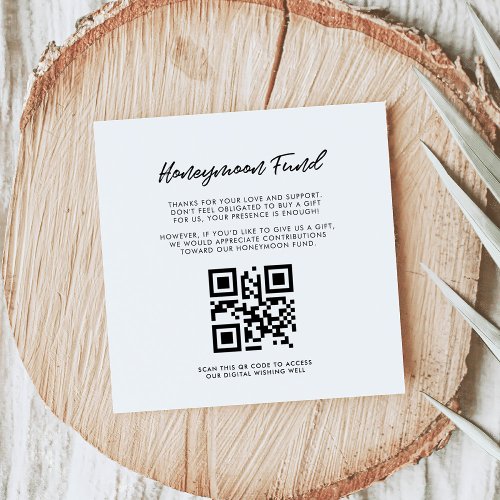 Modern typography Honeymoon fund QR code Enclosure Card