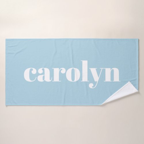 Modern Typography in Blue Personalized Name Bath Towel