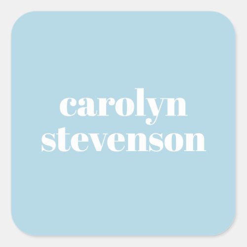 Modern Typography in Blue Personalized Name  Square Sticker