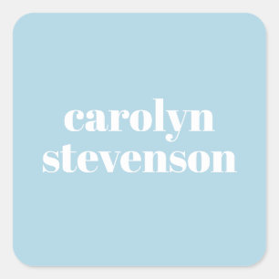 Modern Typography in Blue Personalized Name  Square Sticker