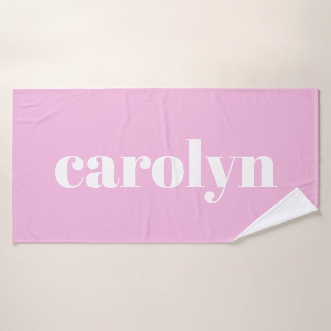 Modern Typography in Pink Personalized Name   Bath Towel (Bath Towel)