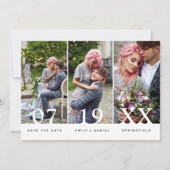 Modern Typography In White Save The Date by LangDesignShop at Zazzle