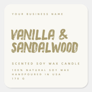 Modern typography ivory elegant soy candle label