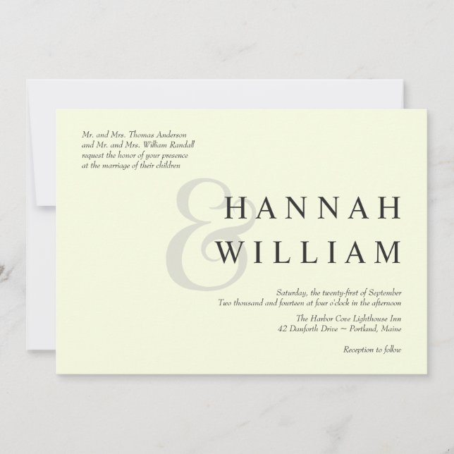 Modern Typography Ivory Wedding Invitations (Front)