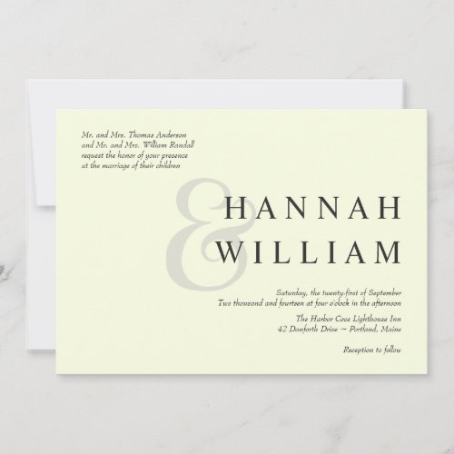 Modern Typography Ivory Wedding Invitations 5" X 7" Invitation Card