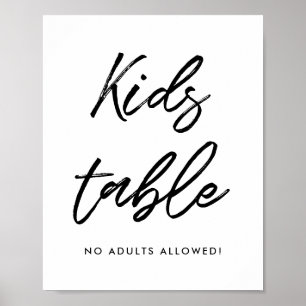 Modern typography Kids table wedding sign