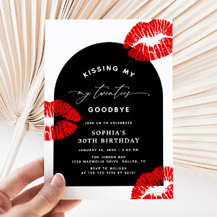 Modern Typography Kissing My Twenties Goodbye Invitation