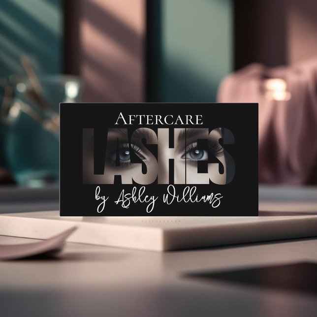 Modern typography "LASHES by" aftercare Business Card (Creator Uploaded)