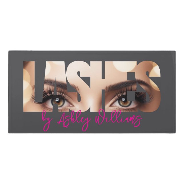 Modern typography "LASHES by" lash artist Door Sign (Classic Front)