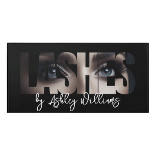 Modern typography "LASHES by" lash artist Door Sign