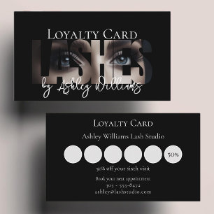 Modern typography "LASHES by" lash artist Loyalty Card