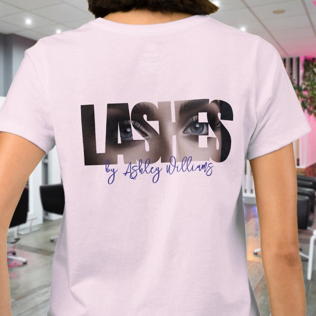 Modern typography "LASHES by" lash artist T-Shirt (Creator Uploaded)