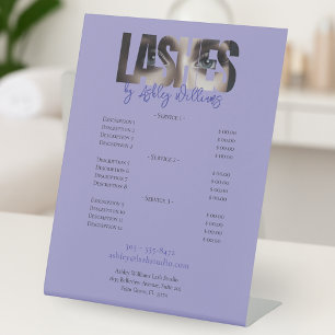Modern typography "LASHES by" price list Pedestal Sign