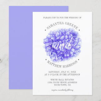 Modern Typography Lavender Purple Peony Wedding Invitation