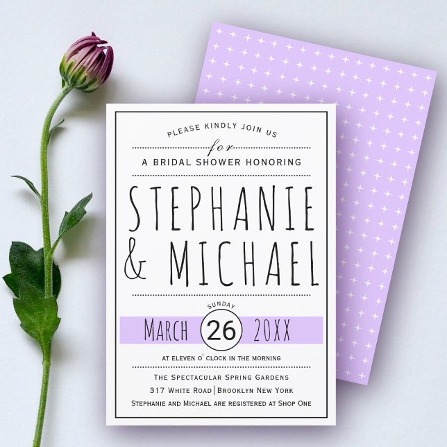 Modern typography lavender wedding bridal shower invitation (Creator Uploaded)
