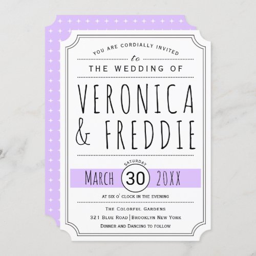 Modern typography levender purple wedding invitation