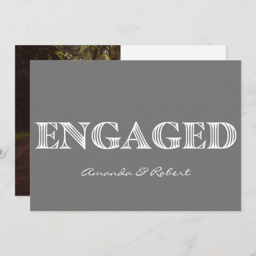 Modern Typography Light Gray Photo Engagement Announcement