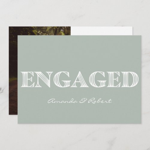 Modern Typography Light Sage Photo Engagement  Announcement