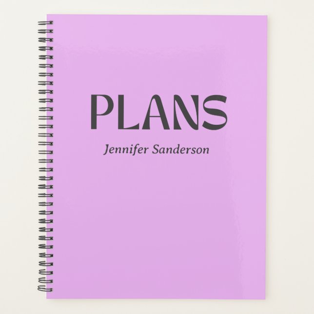 Modern Typography Lilac Purple Personalized Planner (Front)