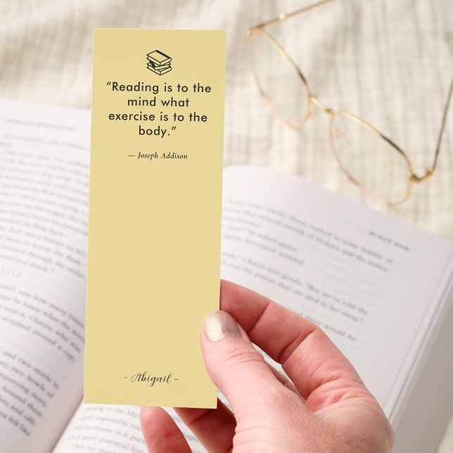 Modern Typography Literary Quote Butter Yellow Bookmarks (Hand)