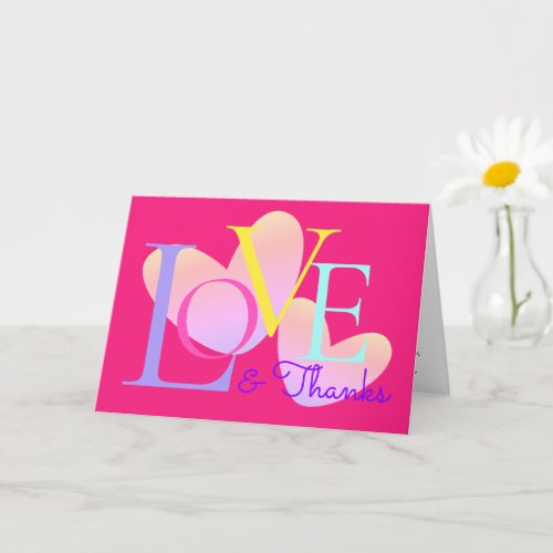 Modern Typography Love And Thanks Text Design Card