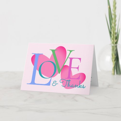 Modern Typography Love And Thanks Text Design Card