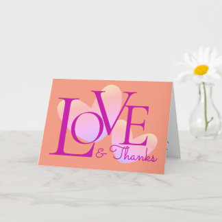 Modern Typography Love And Thanks Text Design Card