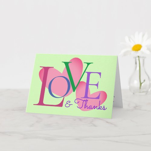 Modern Typography Love And Thanks Text Design Card