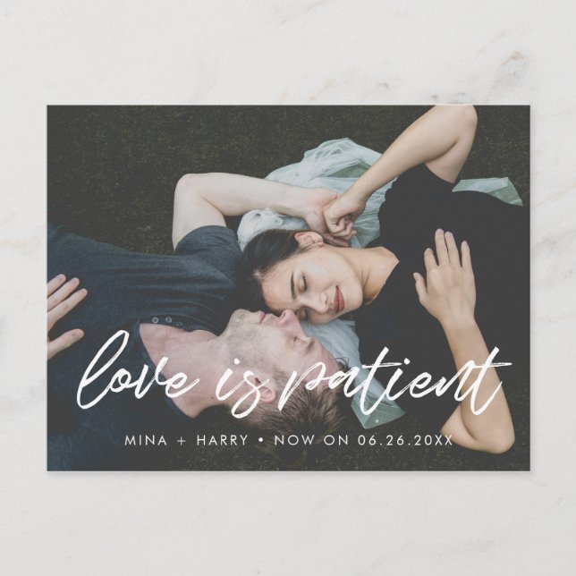 Modern typography Love is patient update Postcard (Front)