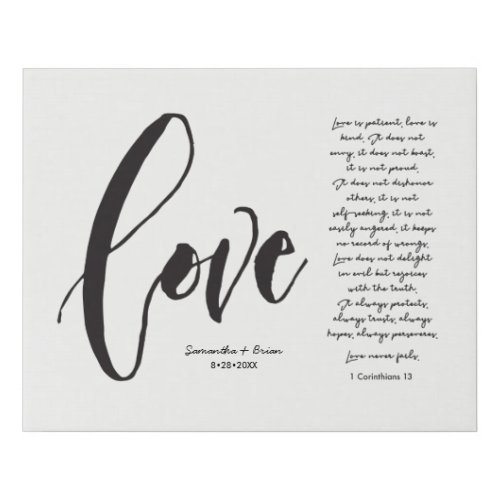 Modern Typography Love Script Custom Name Bible Faux Canvas Print