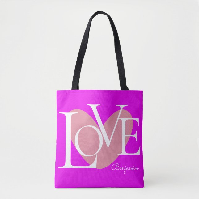 Modern Typography LOVE Text Design Tote Bag (Front)