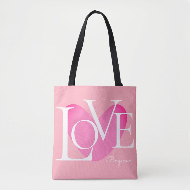 Modern Typography LOVE Text Design Tote Bag (Front)