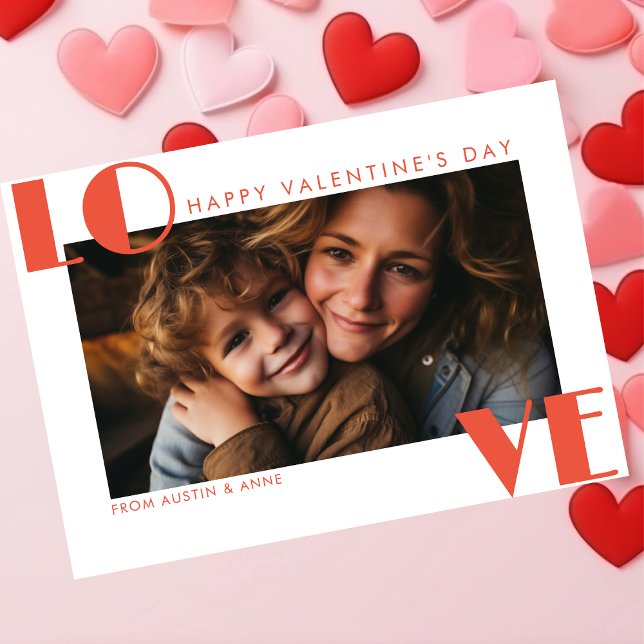 Modern typography LOVE, Valentine's day photo Holiday Card (Creator Uploaded)